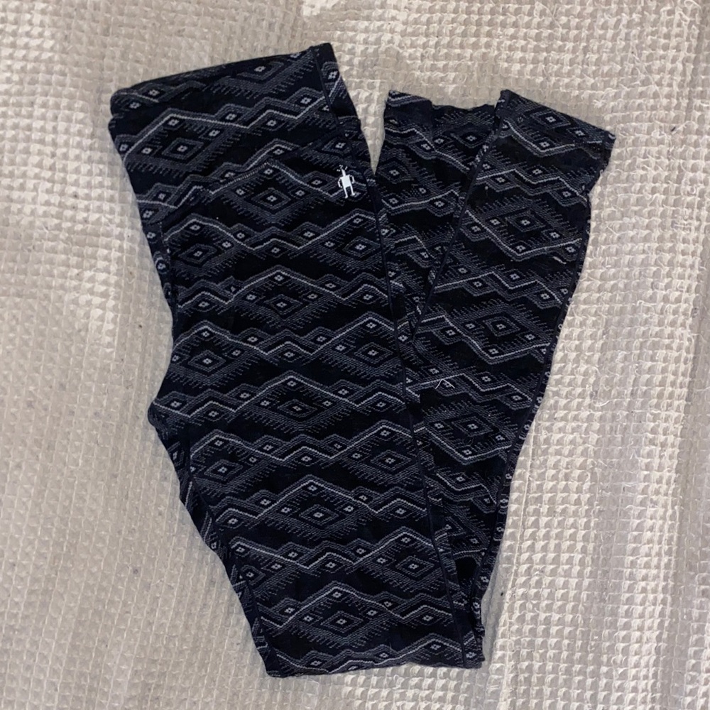 SMARTWOOL Black and Gray Patterned Thermal Leggin… - image 1
